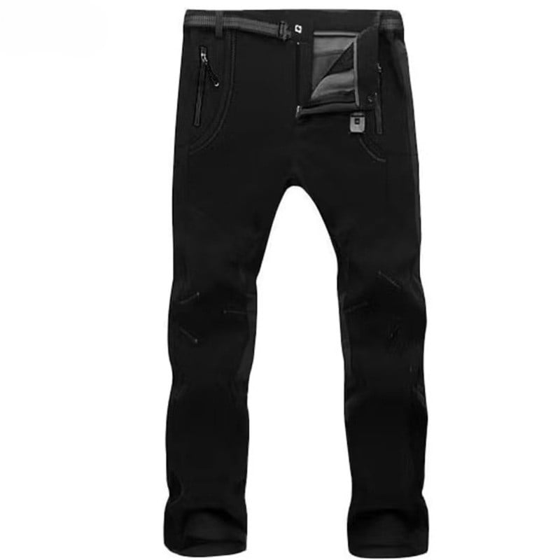 Men's Waterproof Fleece Lined Snow Pants - High Rise Joggers with Belt for  Winter Activities