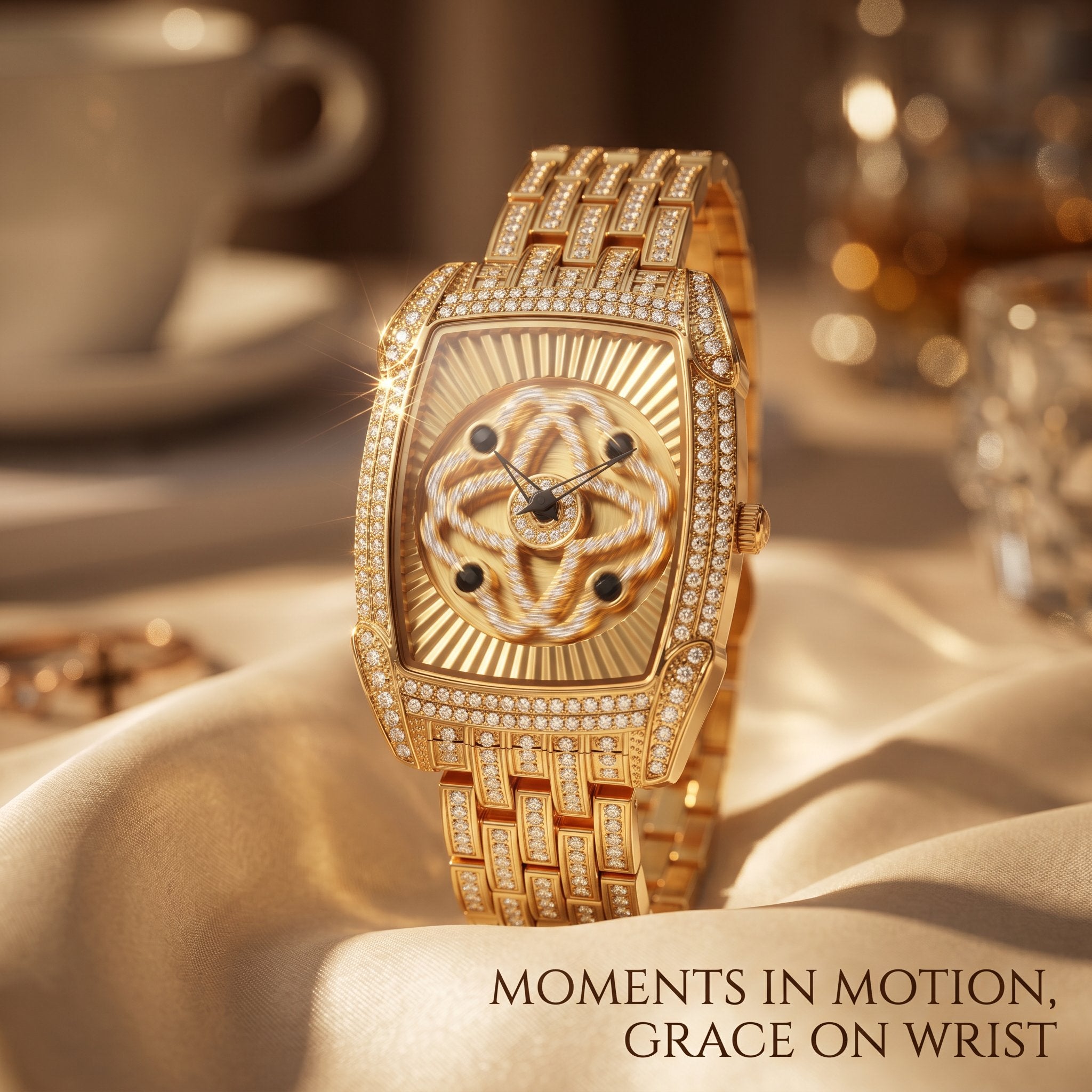 Women's Diamond-Set Rotating Quartz Fashion Watch