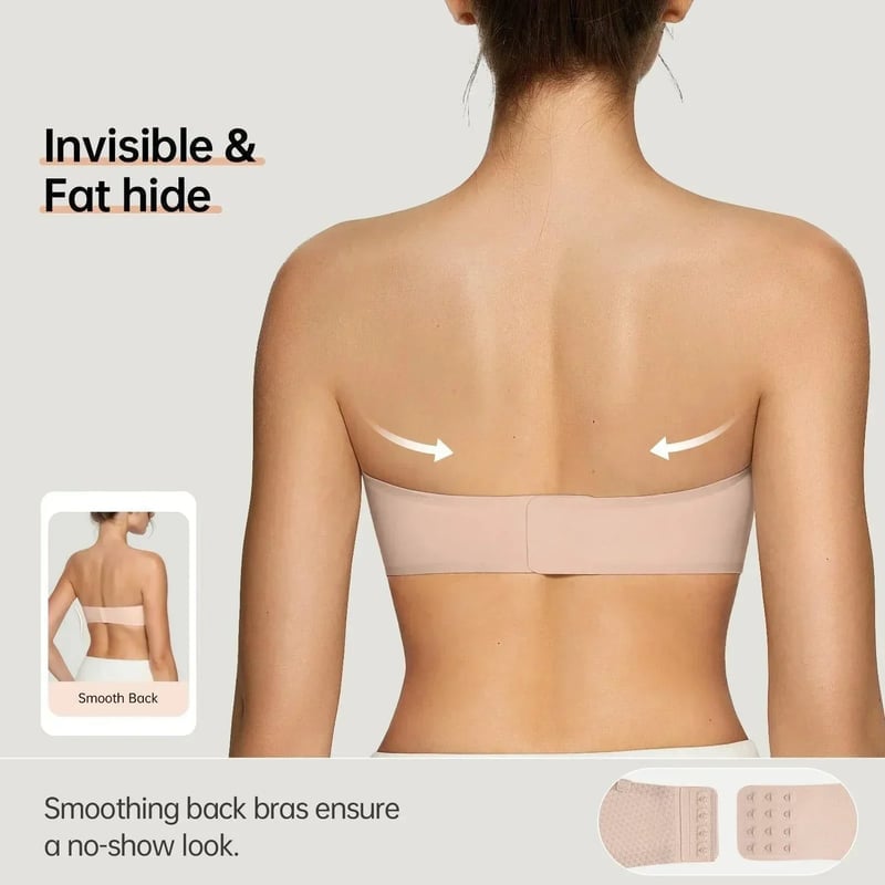 ⛱️💞Womens Strapless Bras Push Up Bandeau Bra Non Slip Wireless Supportive Padded Bras Seamless Comfortable Tube Jelly Bra