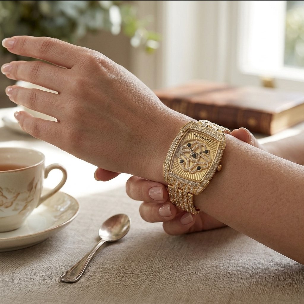 Women's Diamond-Set Rotating Quartz Fashion Watch