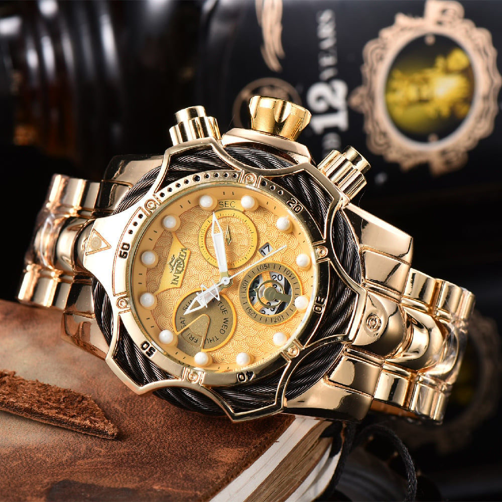 Men's Watch: Large-Dial Steel-Strap Sports Watch