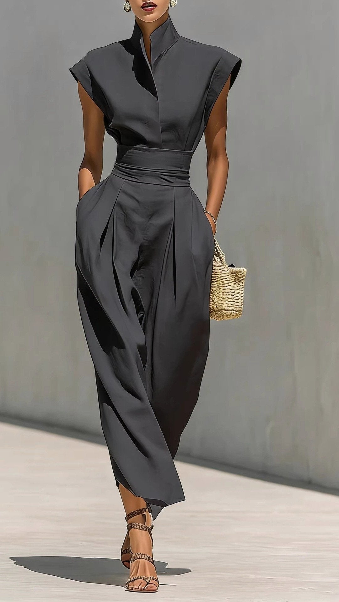 🌾 THE CINCHED SHIFT DRESS: HIGH NECK, SLEEVELESS, WIDE BELT — YOUR NEW POWER SILHOUETTE 🌾