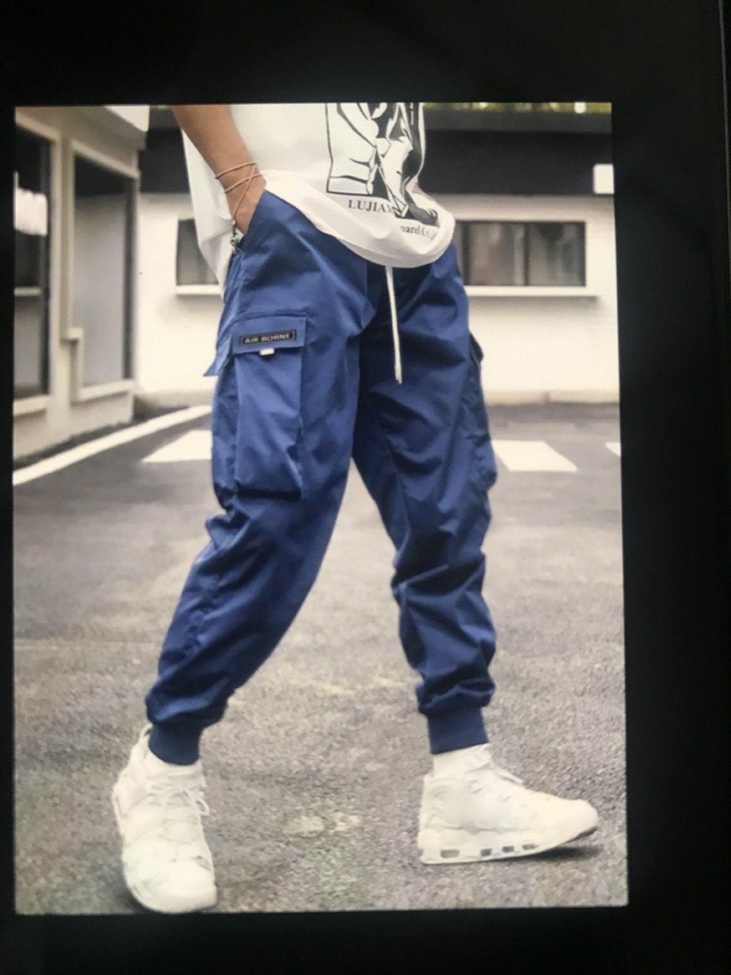 Men's Letter Patch Cargo Pants - Loose Fit Drawstring Elastic Waist Trousers with Slant Pockets, Summer Casual Streetwear