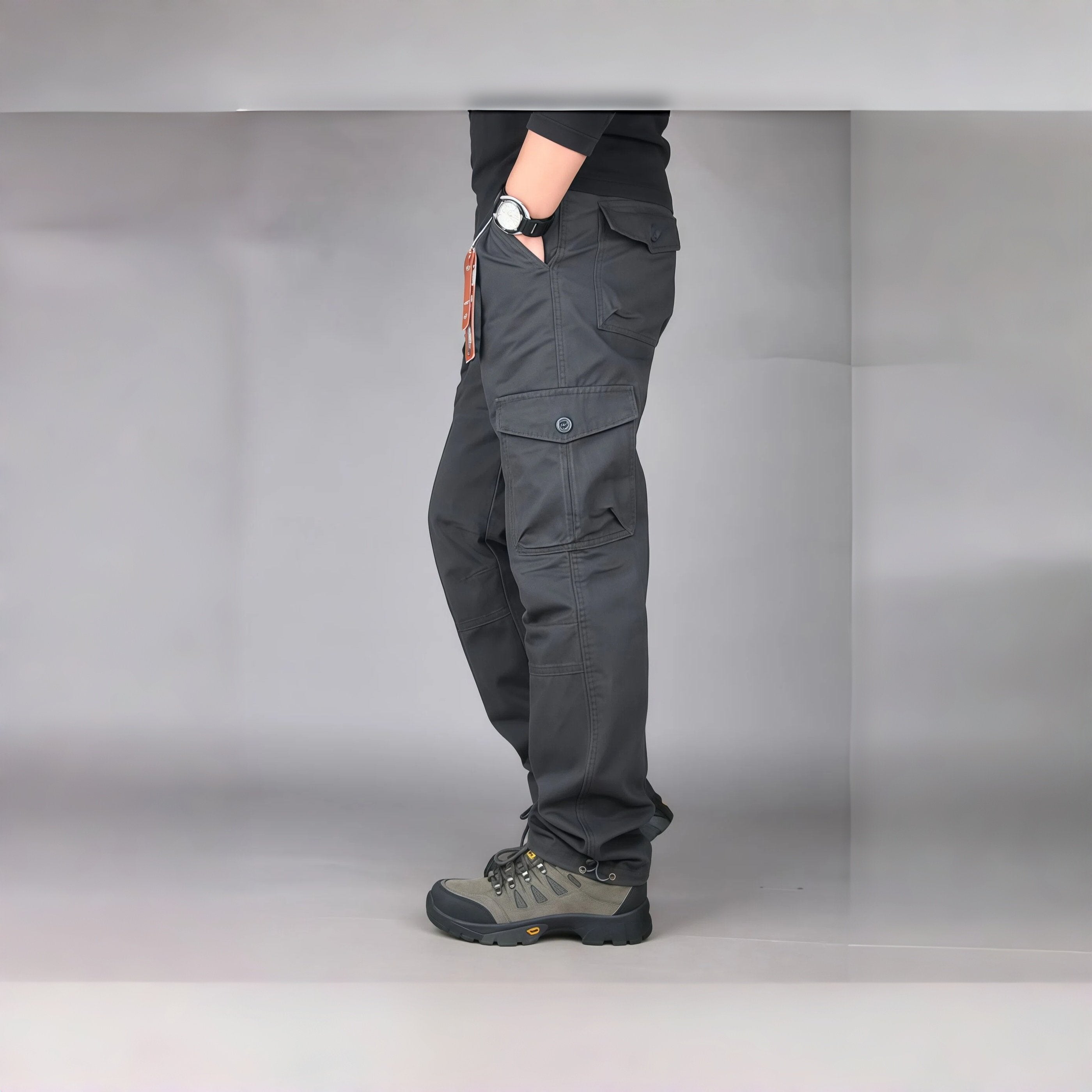 Men's Waterproof Tactical Work Pants - Solid Color with Multi-Pockets for Outdoor Activities