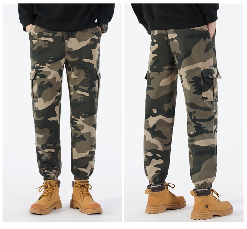 Men's Camo Cargo Pants - Multi-Pocket Tactical Military Trousers - Regular Fit Casual Work Pants - All Seasons Camouflage Bottoms
