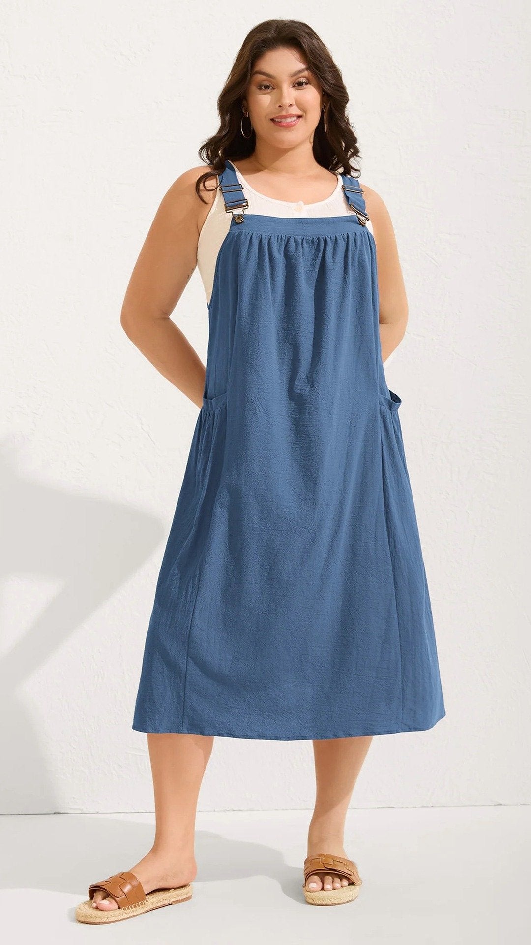 👗 THE POCKET PINAFORE DRESS: SQUARE NECK, ADJUSTABLE STRAPS, M-4XL — YOUR SUMMER LAYERING HERO 👗