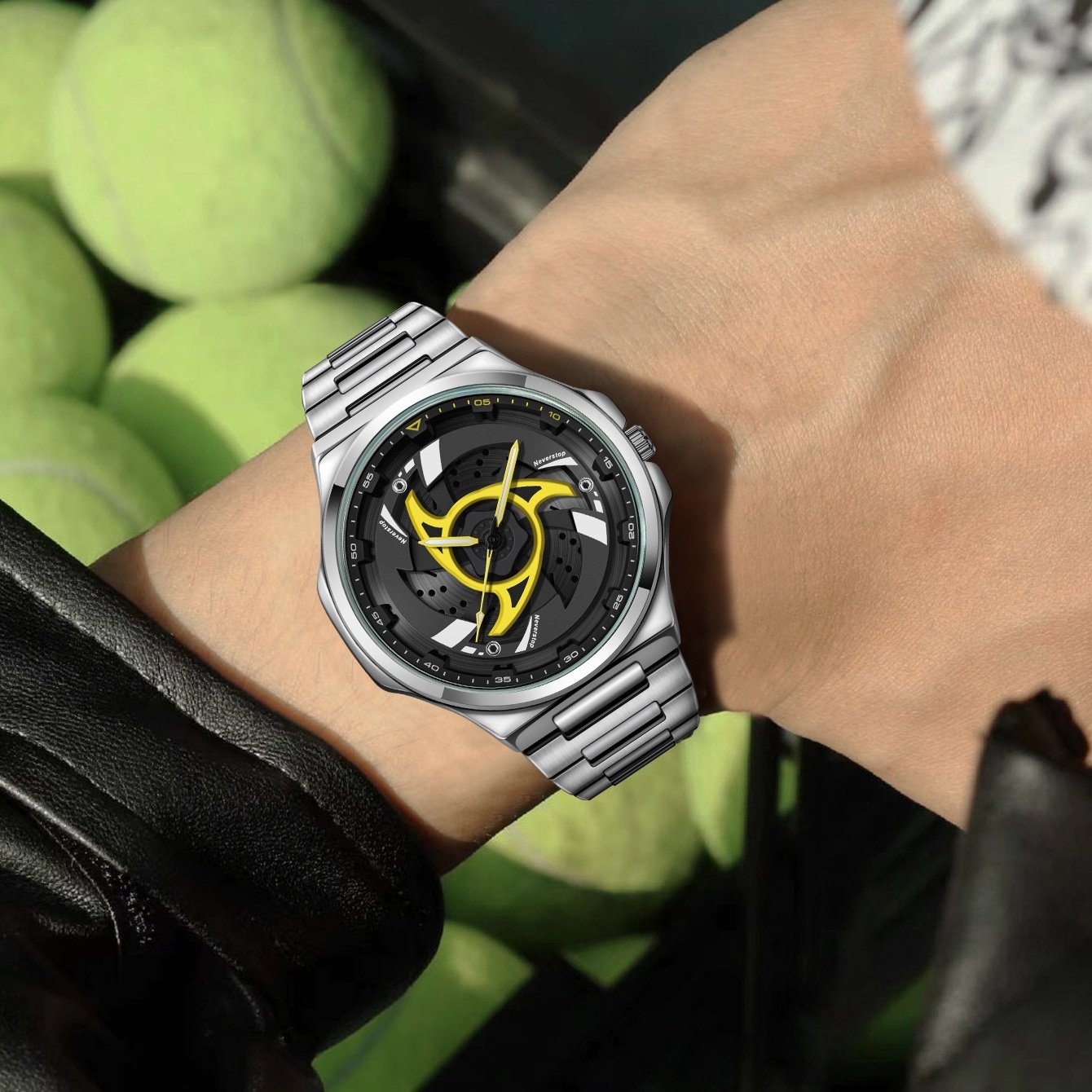 Men's Sports Quartz Watch with 360-Degree Rotating Bezel