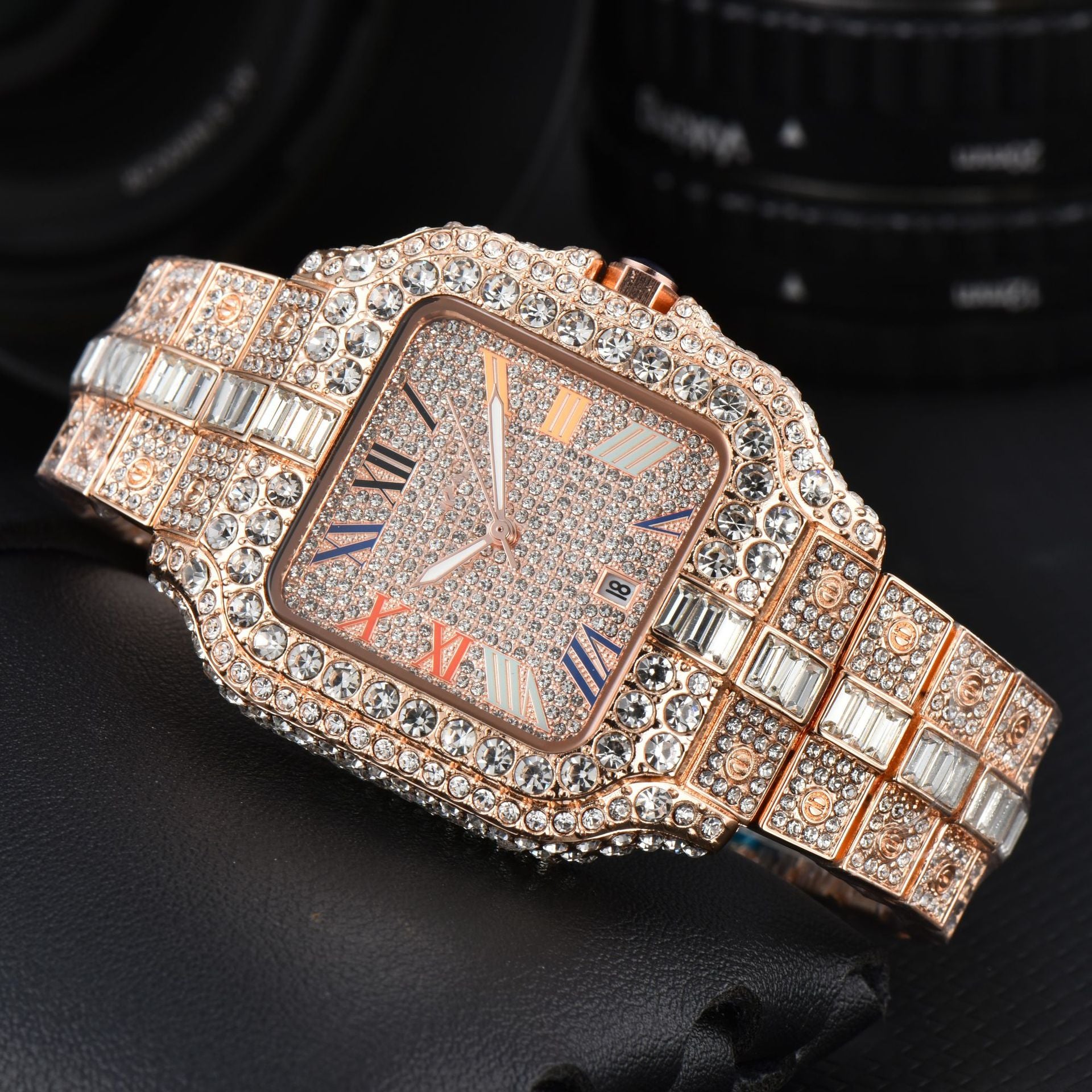 Men's Square Fashion Full Diamond Watch