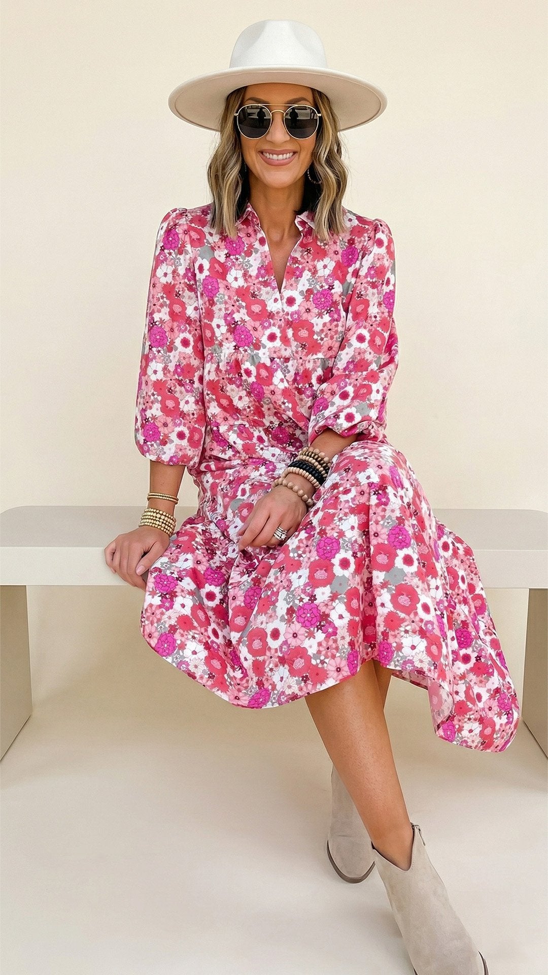 🌸 THE BOHO LANTERN DRESS: V-NECK, PUFF SLEEVES, A-LINE SWING — YOUR SUMMER SOULMATE 🌸