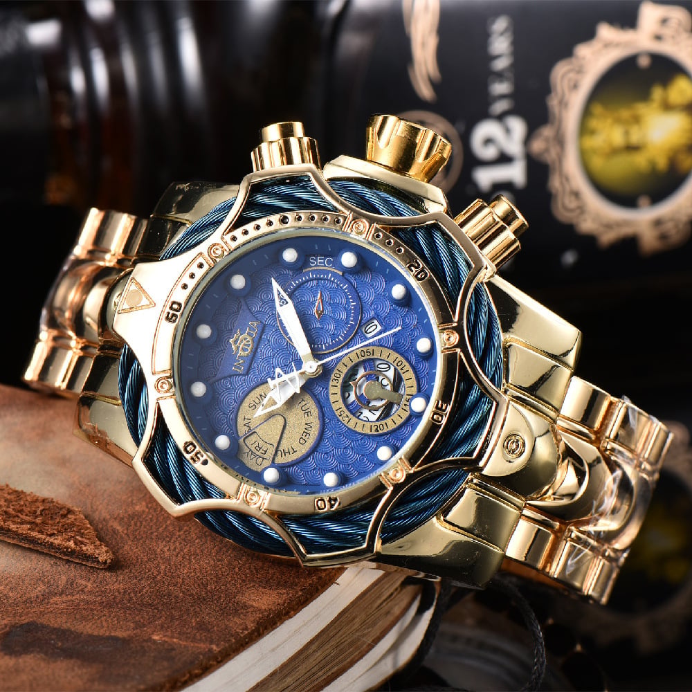 Men's Watch: Large-Dial Steel-Strap Sports Watch