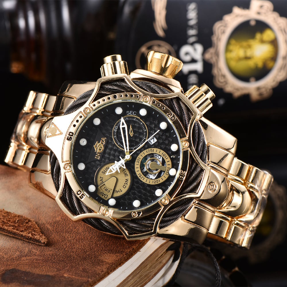 Men's Watch: Large-Dial Steel-Strap Sports Watch