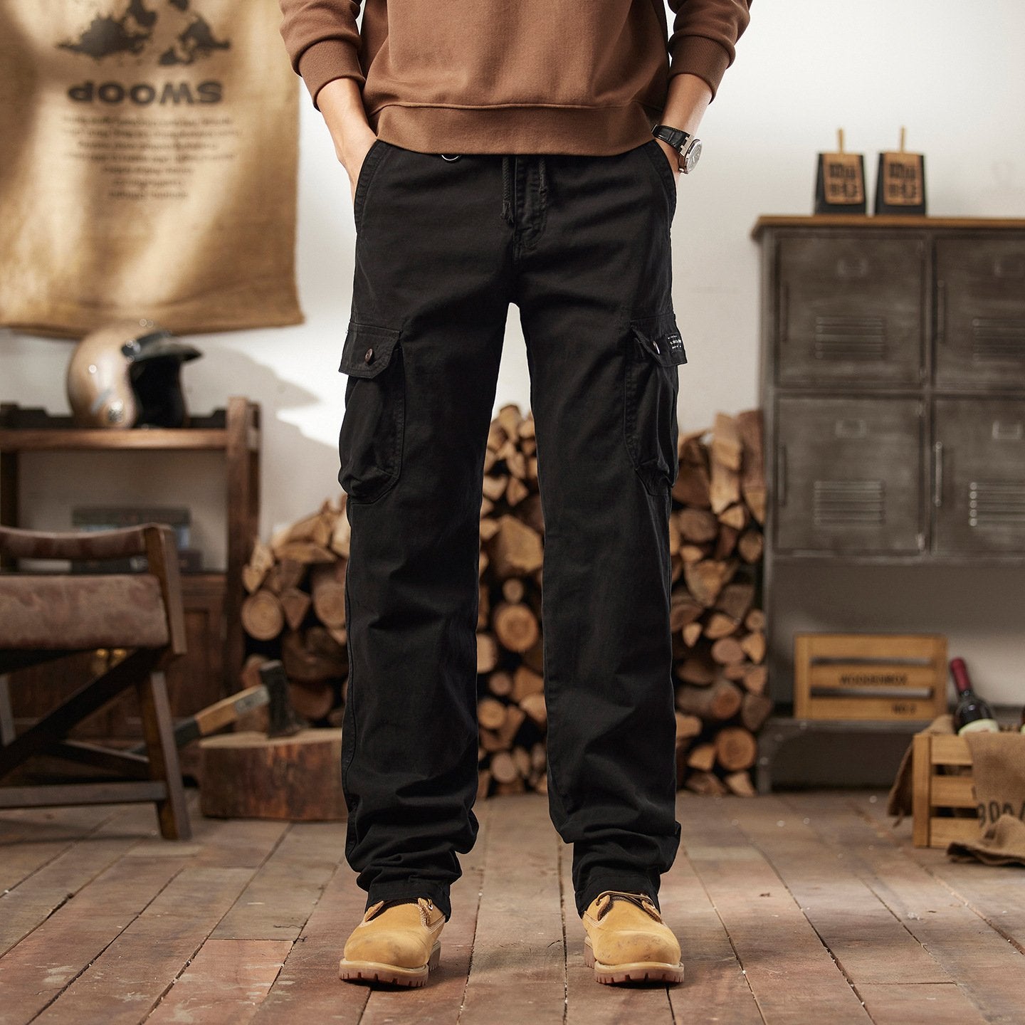 Unique Washed Vintage Loose Tapered Work Pants - Classic Fit, Versatile for Work & Casual
