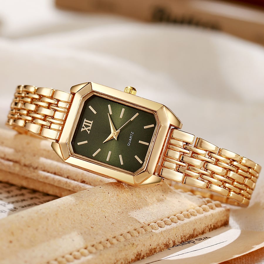 Luxury Steel-Strap Women's Square Quartz Watch