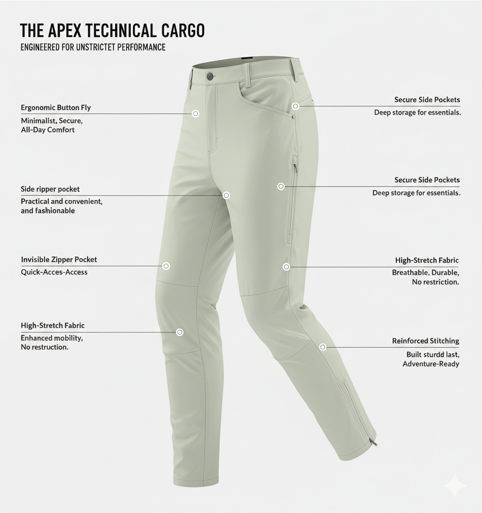 The Apex Outdoor Cargo: Technical Nylon Quick-Dry Pants for Hiking & Travel