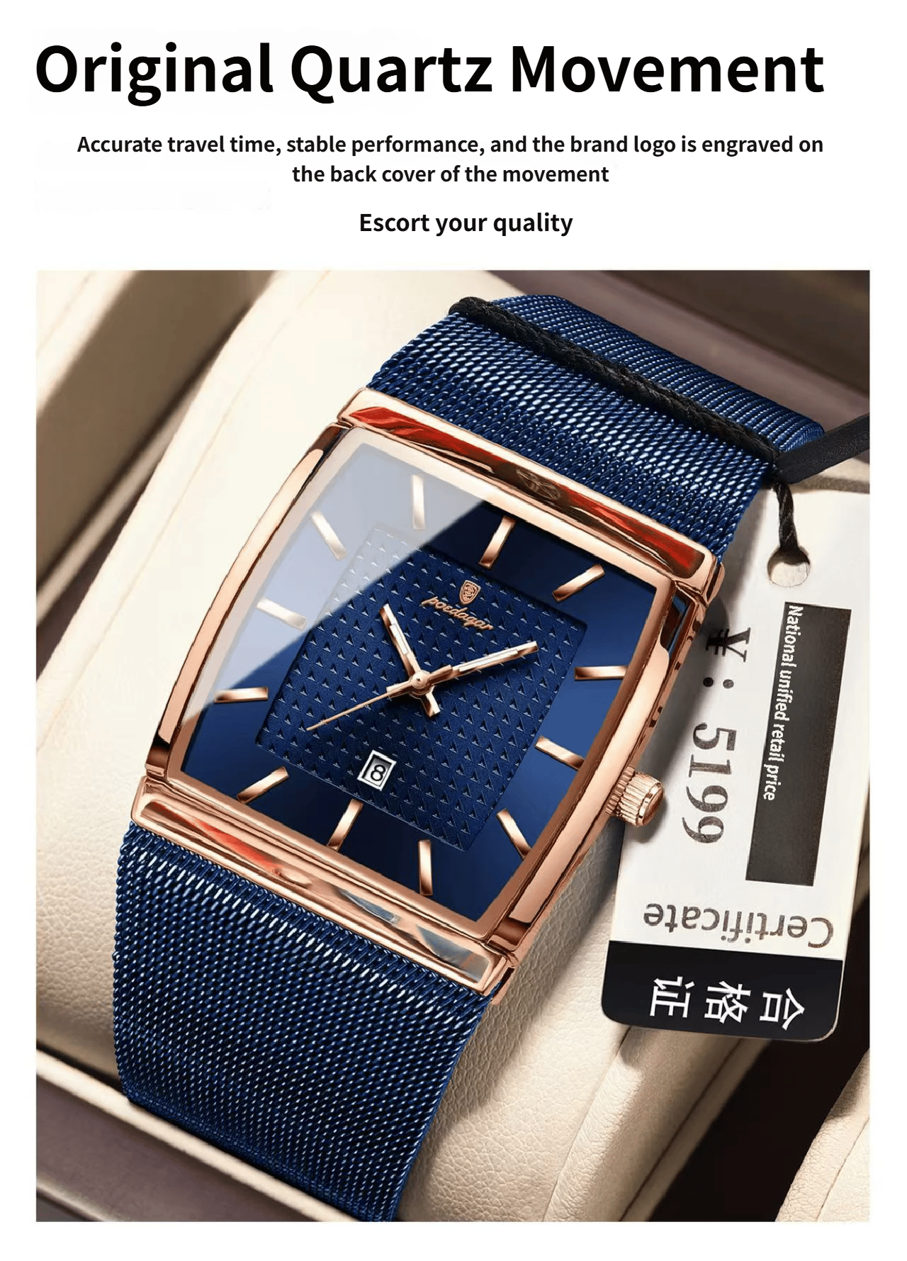 Swiss Ultra-Thin Men's Watch with Water Resistance and Date Display-Mesh Strap