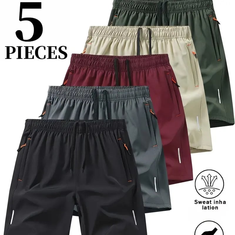 🎉BUY MORE SAVE MORE🎉Men's 5-Pack Quick-Dry Athletic Shorts - Lightweight Breathable Casual Shorts for Gym, Running & Travel