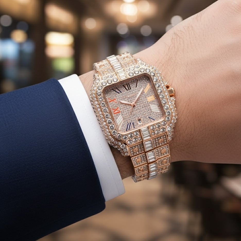 Men's Square Fashion Full Diamond Watch
