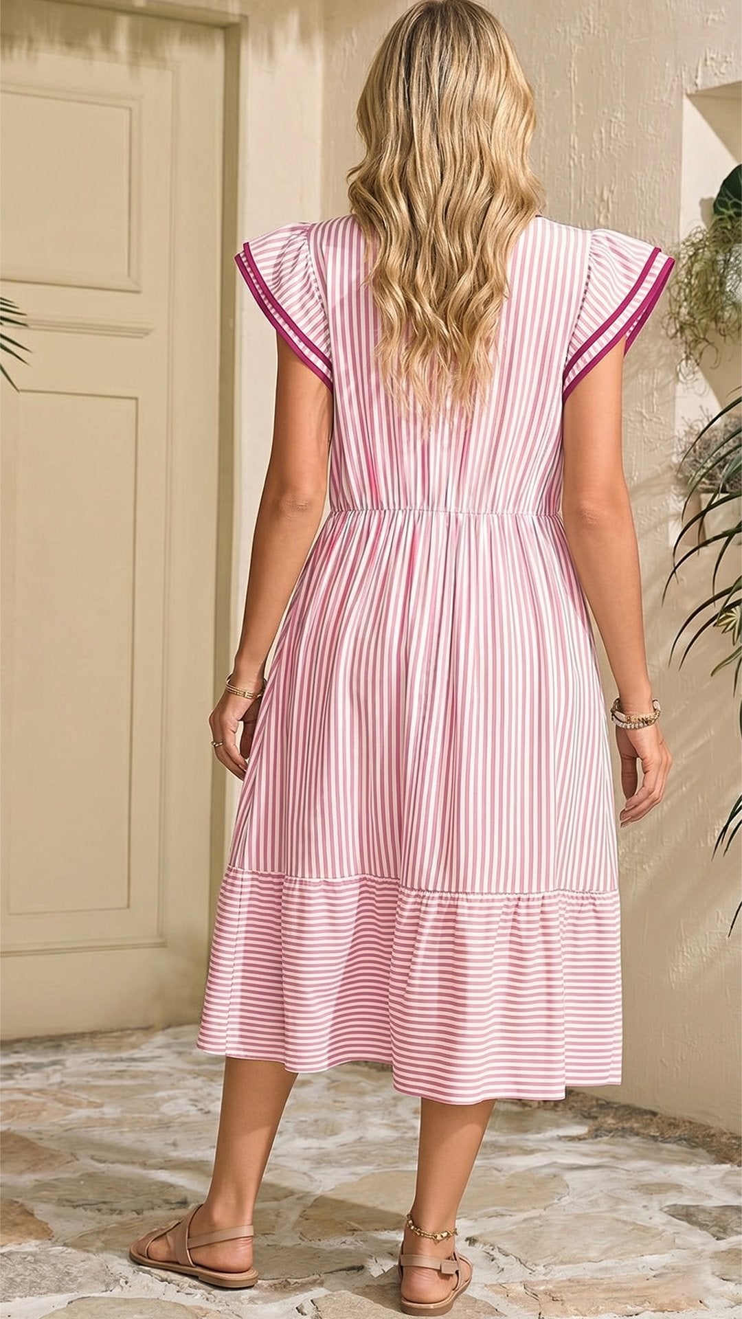 🌊 THE STRIPE MAXI: V-NECK, RUFFLE SLEEVES, POCKETS — YOUR SUMMER DREAM DRESS 🌊