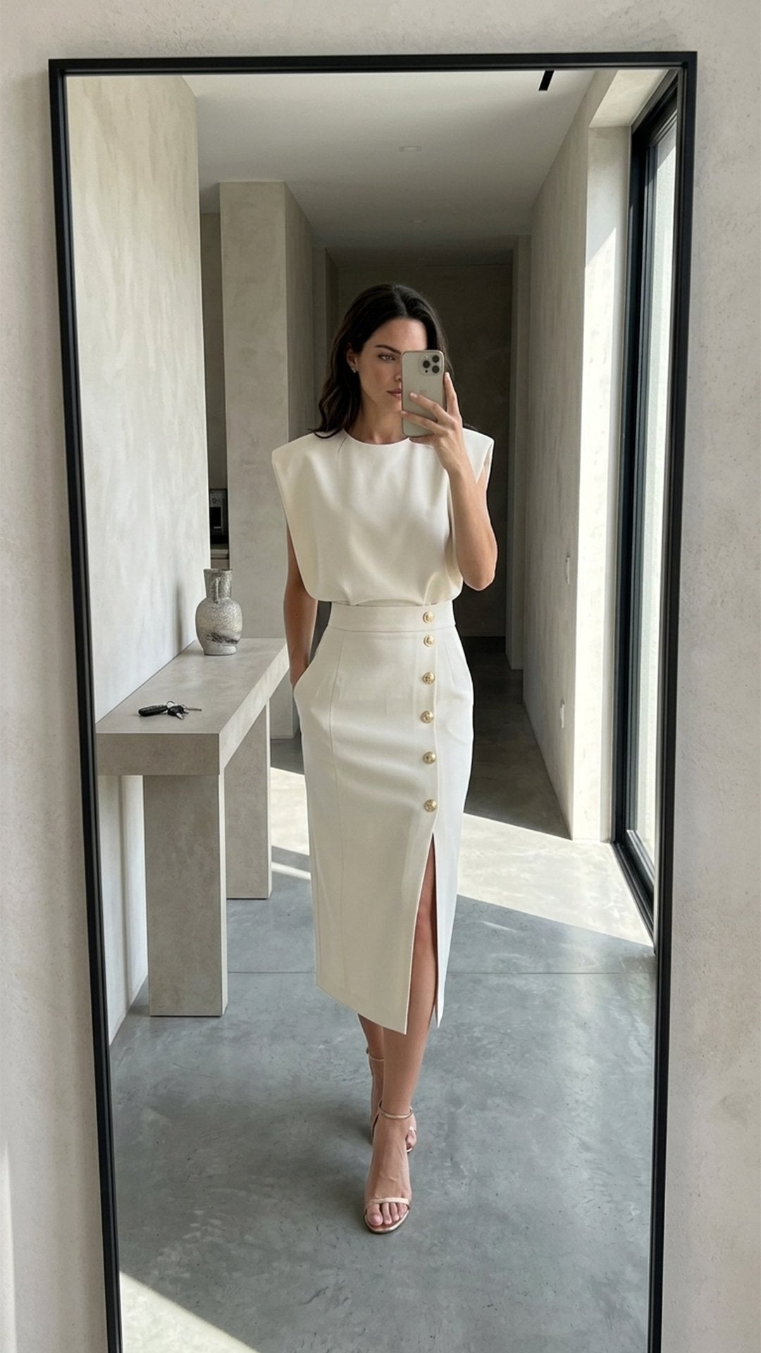 🖤 THE COMMUTER SLIM DRESS: BUTTON FRONT, SIDE SPLIT, MIDI LENGTH — YOUR MOST POLISHED OFFICE-TO-DINNER PIECE 🖤