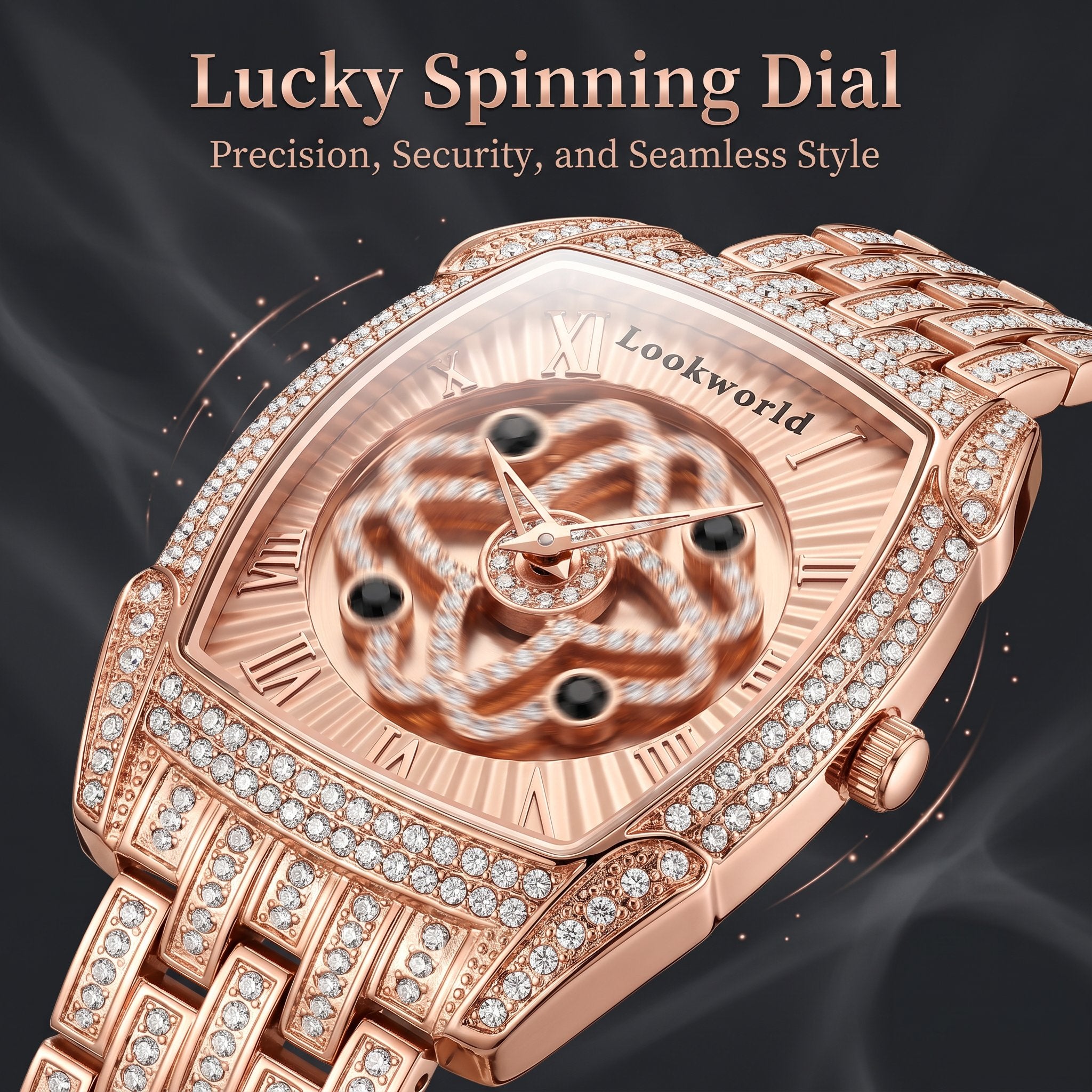 Women's Diamond-Set Rotating Quartz Fashion Watch