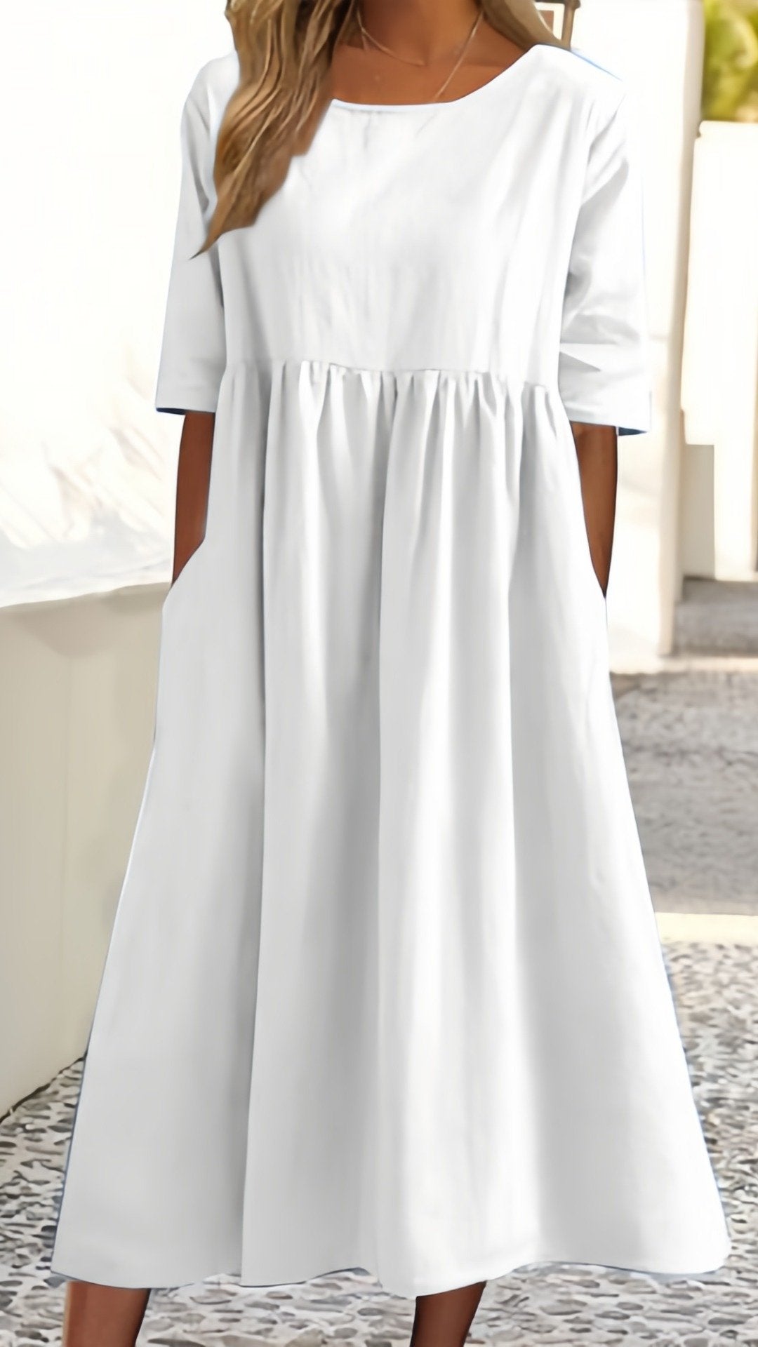 🌿 THE LINEN COTTON POCKET DRESS: BREATHABLE, LOOSE, AND ALWAYS READY FOR SUMMER 🌿 — NOW IN PLUS SIZE S-5XL! ✨