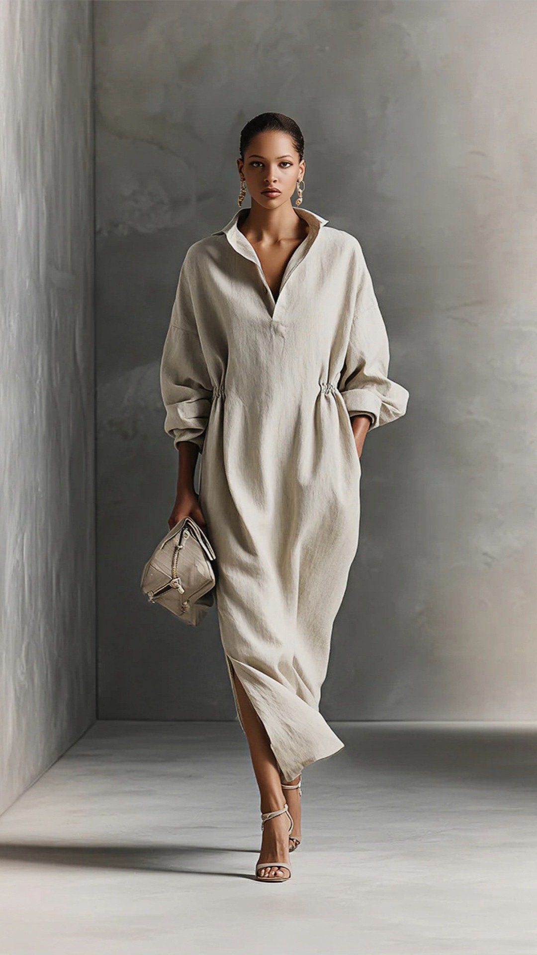 THE PARISIAN DRAPE DRESS: V-NECK, POCKETS, EFFORTLESS ELEGANCE✨