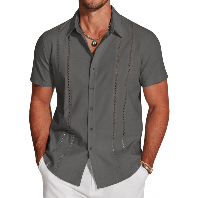 Men's Casual Short-Sleeve Shirt with Button Placket
