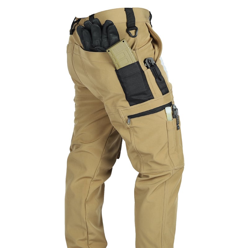 Men's Tactical Sport Pants - Windproof Fleece Lined Multi-Pocket Soft Shell Pants for Outdoor Activities
