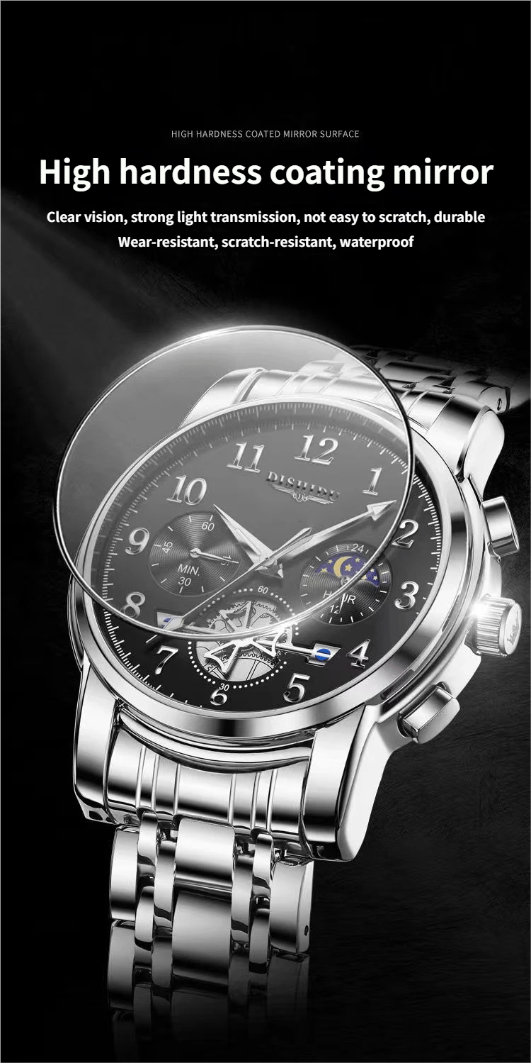 Men's classic watch with date display, waterproof and luminous.