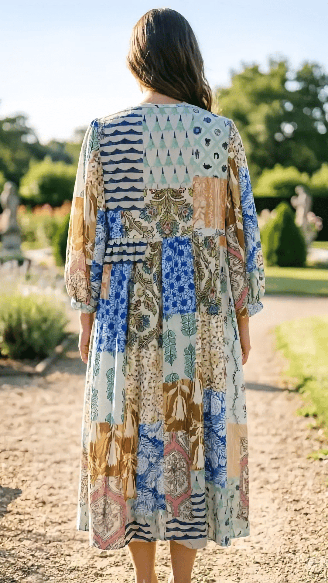 🌸 THE BOHO PATCHWORK MAXI: BALLOON SLEEVES, HIGH WAIST, PLUS-SIZE PERFECT — YOUR HOLIDAY WARDROBE HERO 🌸