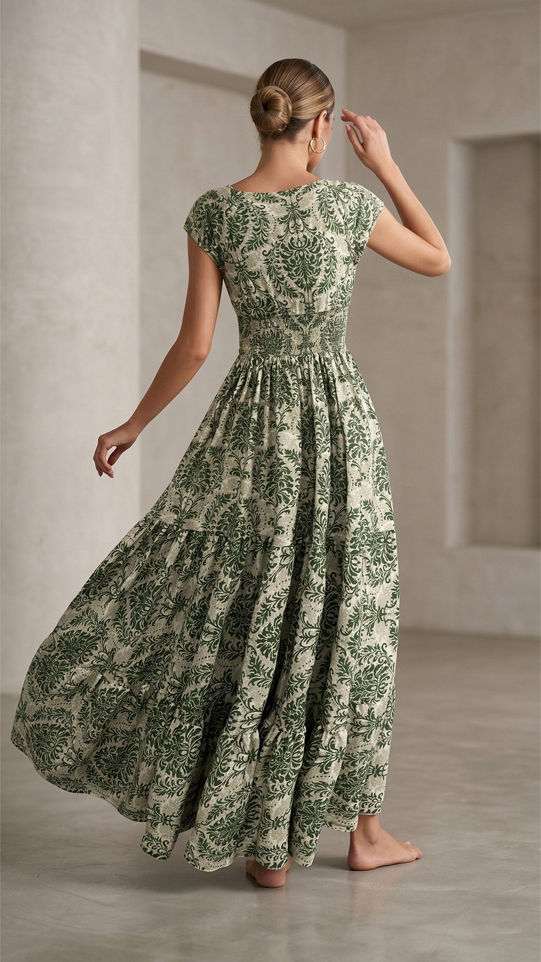 🌸 THE BOHEMIAN BLOOM MAXI: V-NECK, SHIRRED WAIST, ALL-OVER PRINT — YOUR SUMMER HOLIDAY DREAM DRESS 🌸
