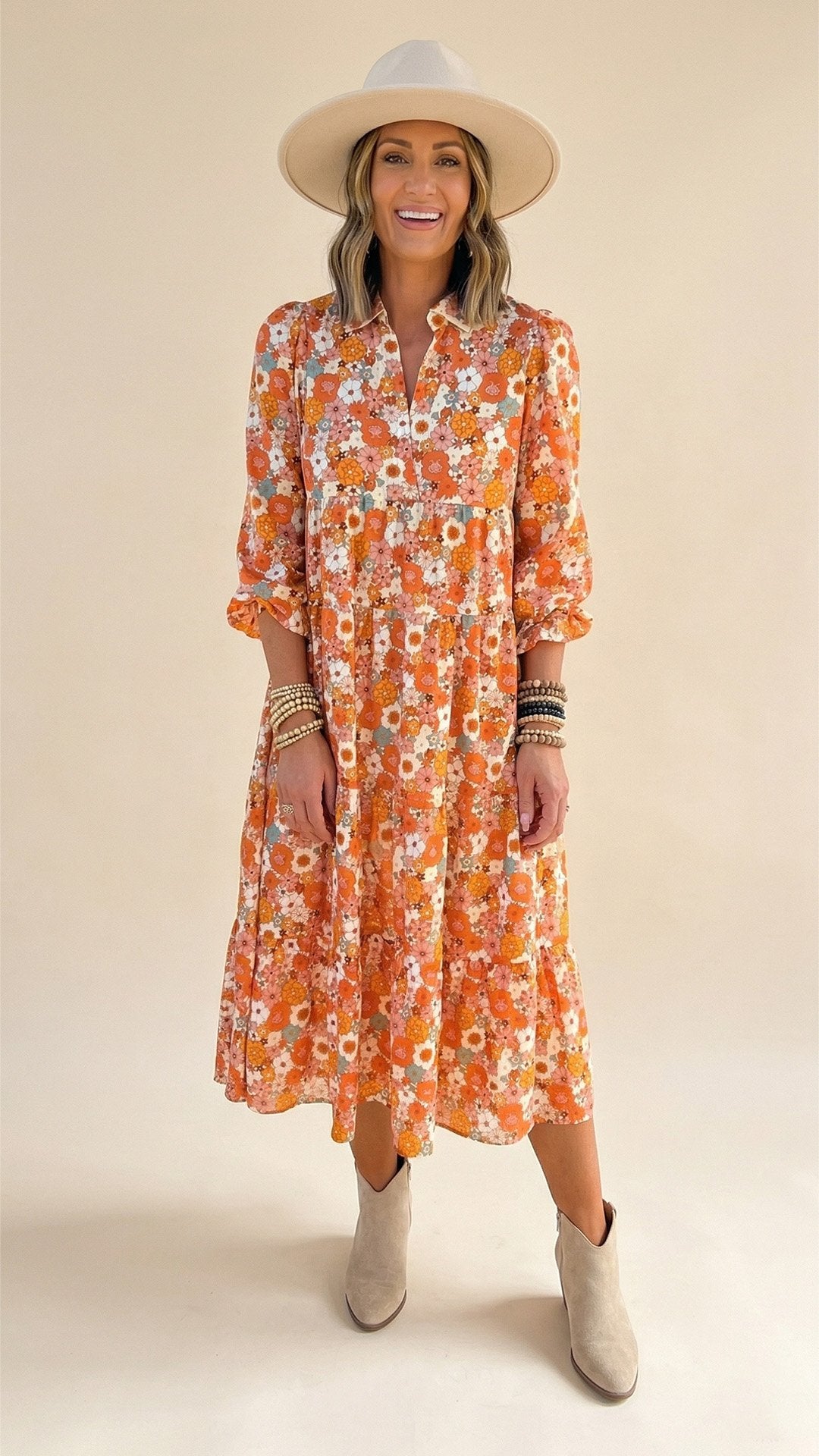 🌸 THE BOHO LANTERN DRESS: V-NECK, PUFF SLEEVES, A-LINE SWING — YOUR SUMMER SOULMATE 🌸
