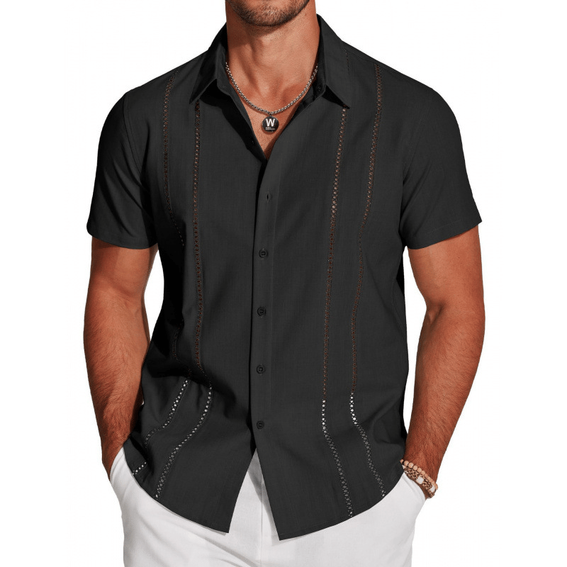 Men's Casual Short-Sleeve Shirt with Button Placket