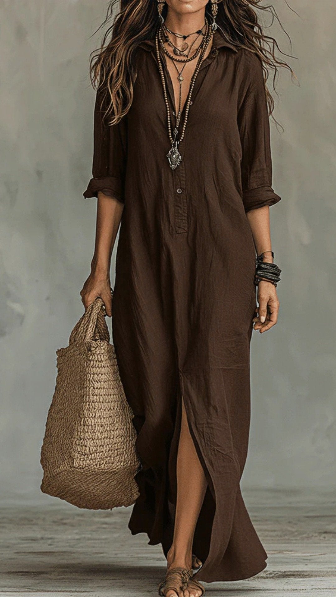 🌿 THE BOHO SHIRT DRESS: FRONT BUTTON, CENTER SPLIT, RELAXED FIT – YOUR 2026 SUMMER ESSENTIAL 🌿