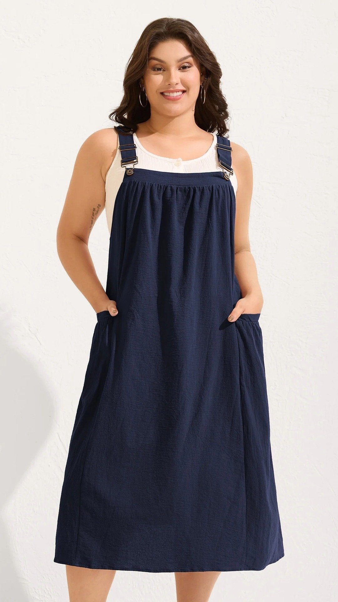 👗 THE POCKET PINAFORE DRESS: SQUARE NECK, ADJUSTABLE STRAPS, M-4XL — YOUR SUMMER LAYERING HERO 👗