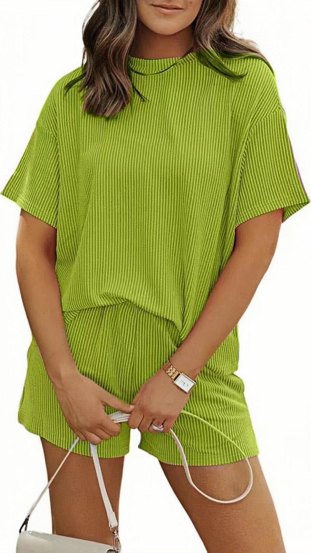 🌊 THE STRIPED LOUNGE DUO: 3/4 SLEEVE TOP + POCKET SHORTS — YOUR NEW WEEKEND ESSENTIAL 🌊