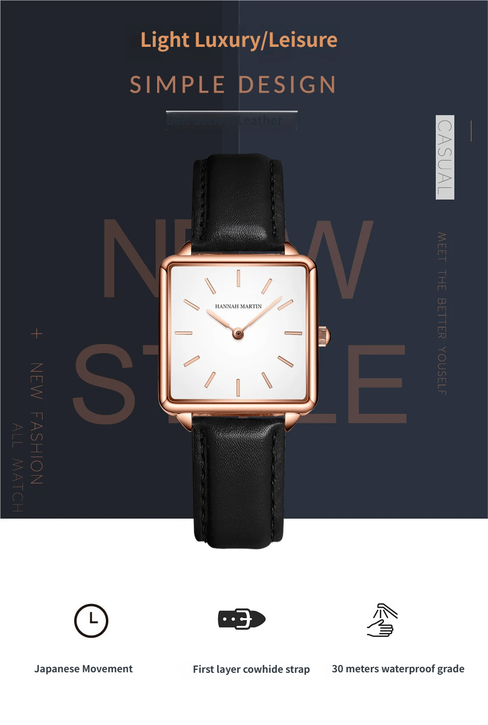 Vintage-style square-faced women's quartz watch with a steel bracelet and Japanese movement