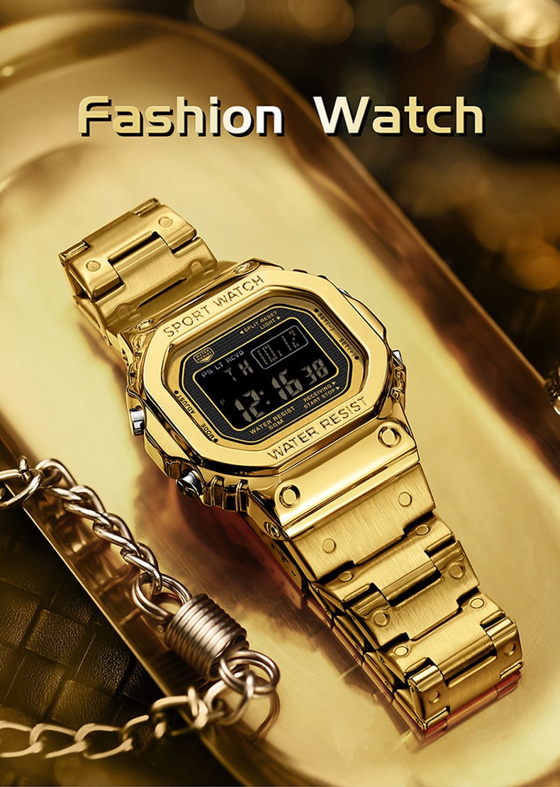Multifunctional Square Waterproof Digital Watch