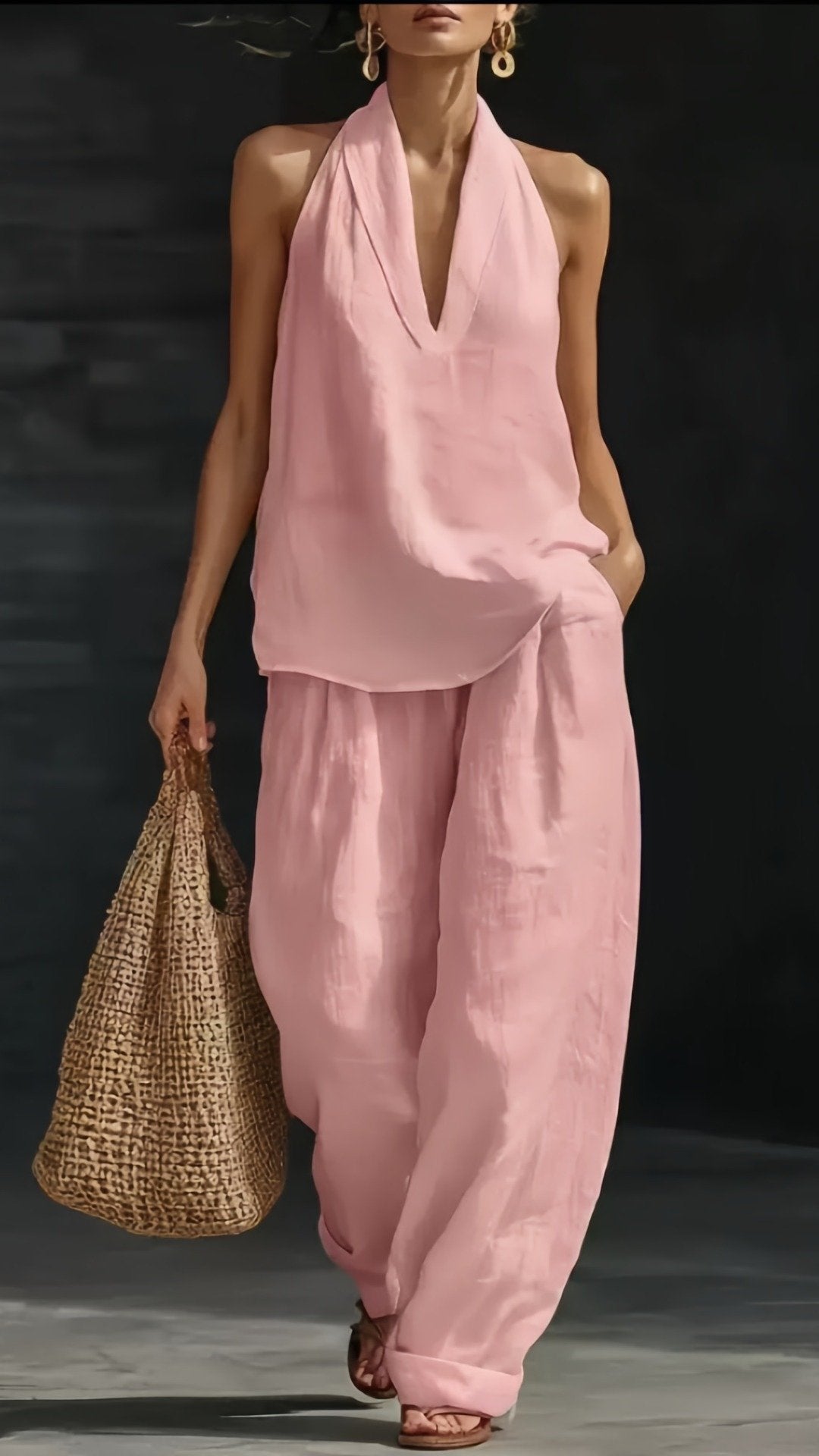🌸 THE BOHO WANDERER SET: HALTER TOP + WIDE LEG PANTS — YOUR NEW HOLIDAY CONFIDENCE 🌸