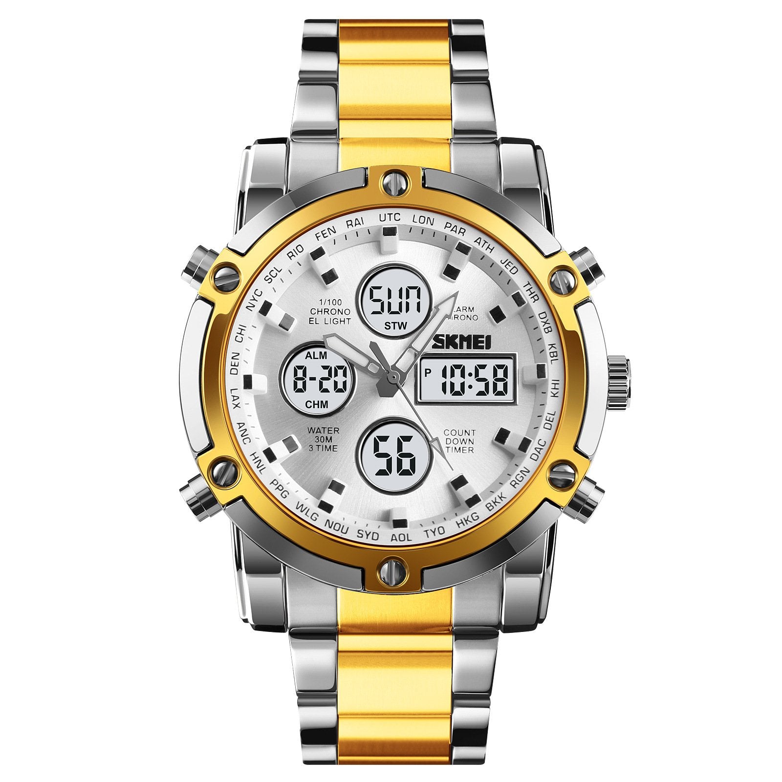 Multifunctional Waterproof Electronic Dual-Movement Men's Wristwatch
