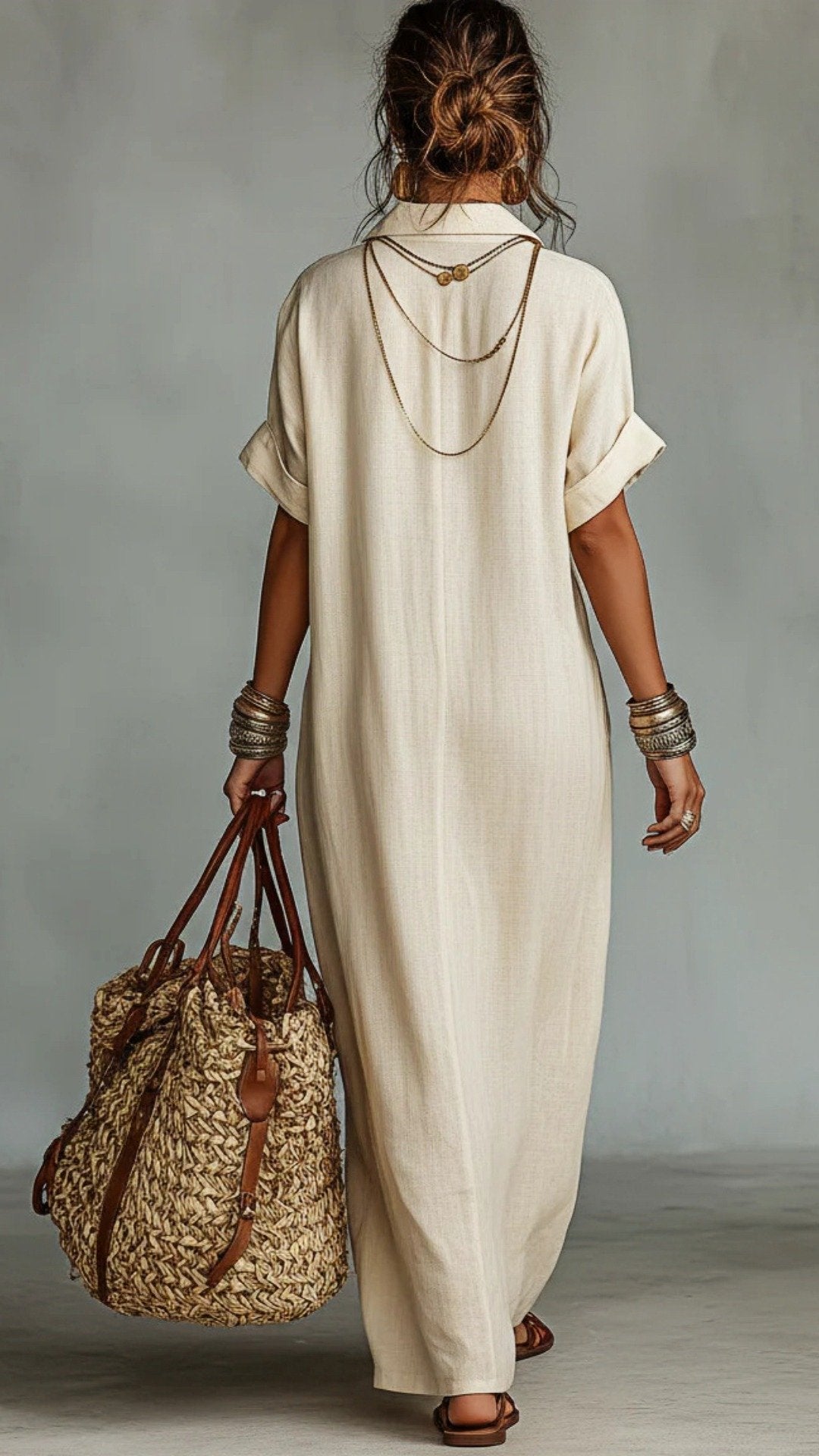 🌿 THE LINEN EMBROIDERY MAXI: V-NECK, POCKET, EFFORTLESS BOHO ELEGANCE 🌿