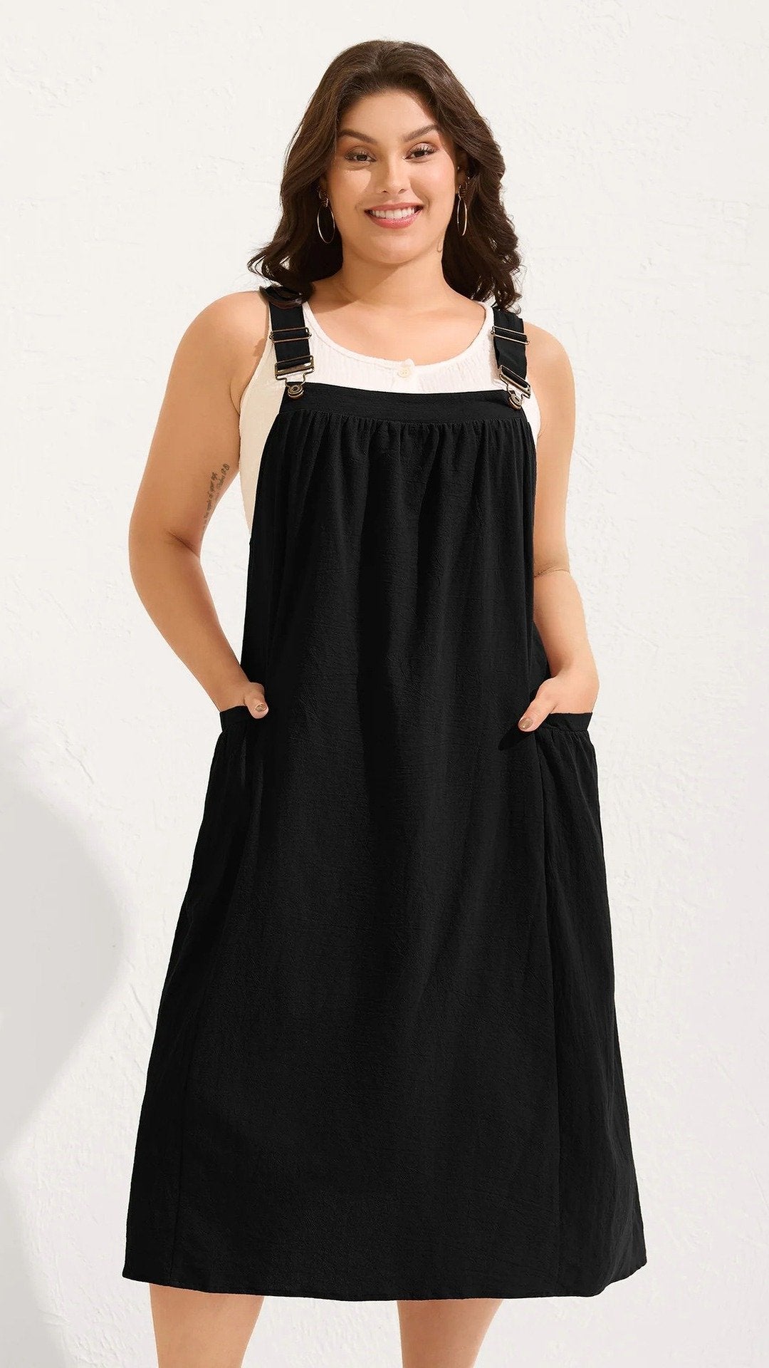👗 THE POCKET PINAFORE DRESS: SQUARE NECK, ADJUSTABLE STRAPS, M-4XL — YOUR SUMMER LAYERING HERO 👗