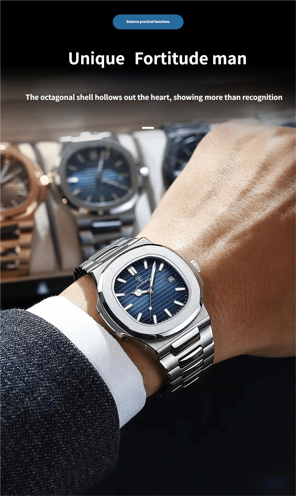 Men's Business Fashion Round Dial Analog Quartz Watch with Luminescent Features and Water Resistance
