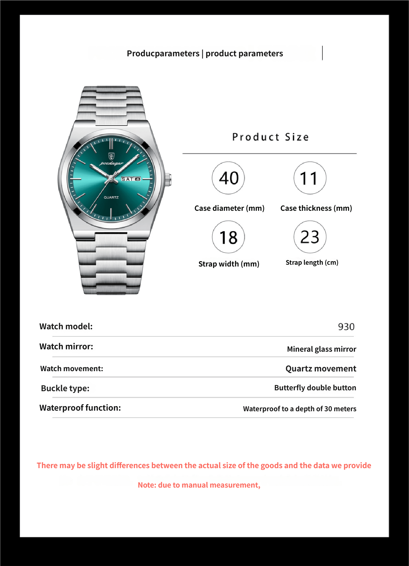 Ultra-thin men's waterproof luminous quartz watch