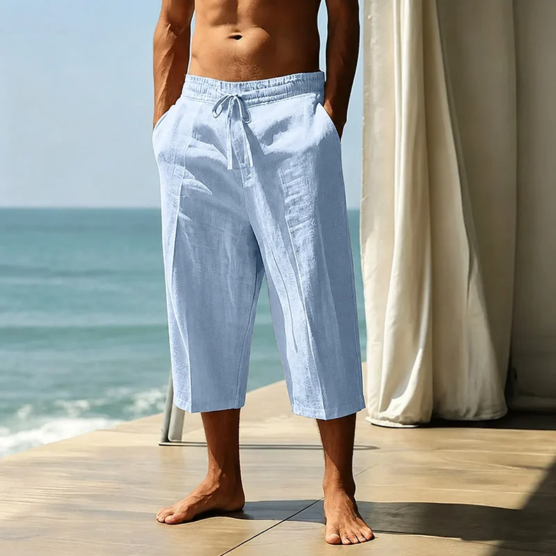 Men’s Breathable Tencel Trousers – Relaxed Fit, Mid-Length, Soft Drape, Ideal for Summer Casual---Buy 2 Get Extra 20% Off & Free Shipping!