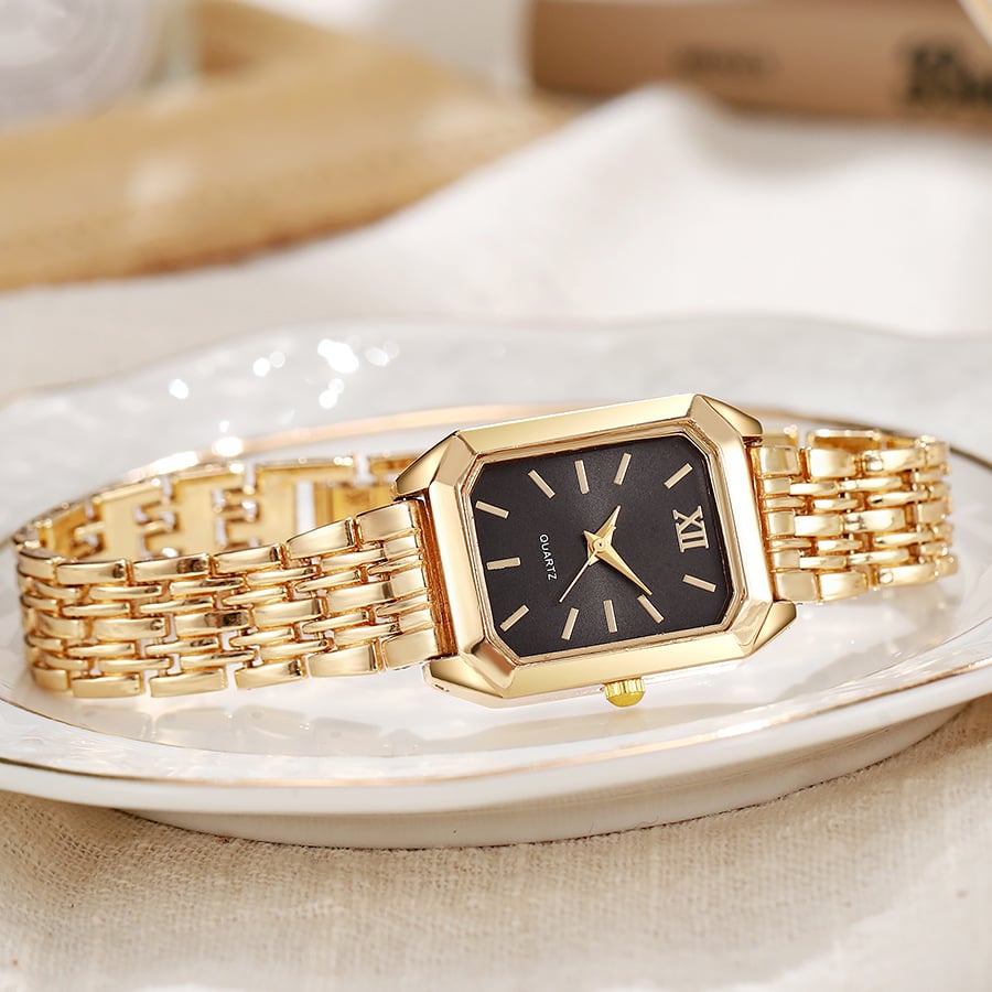 Luxury Steel-Strap Women's Square Quartz Watch