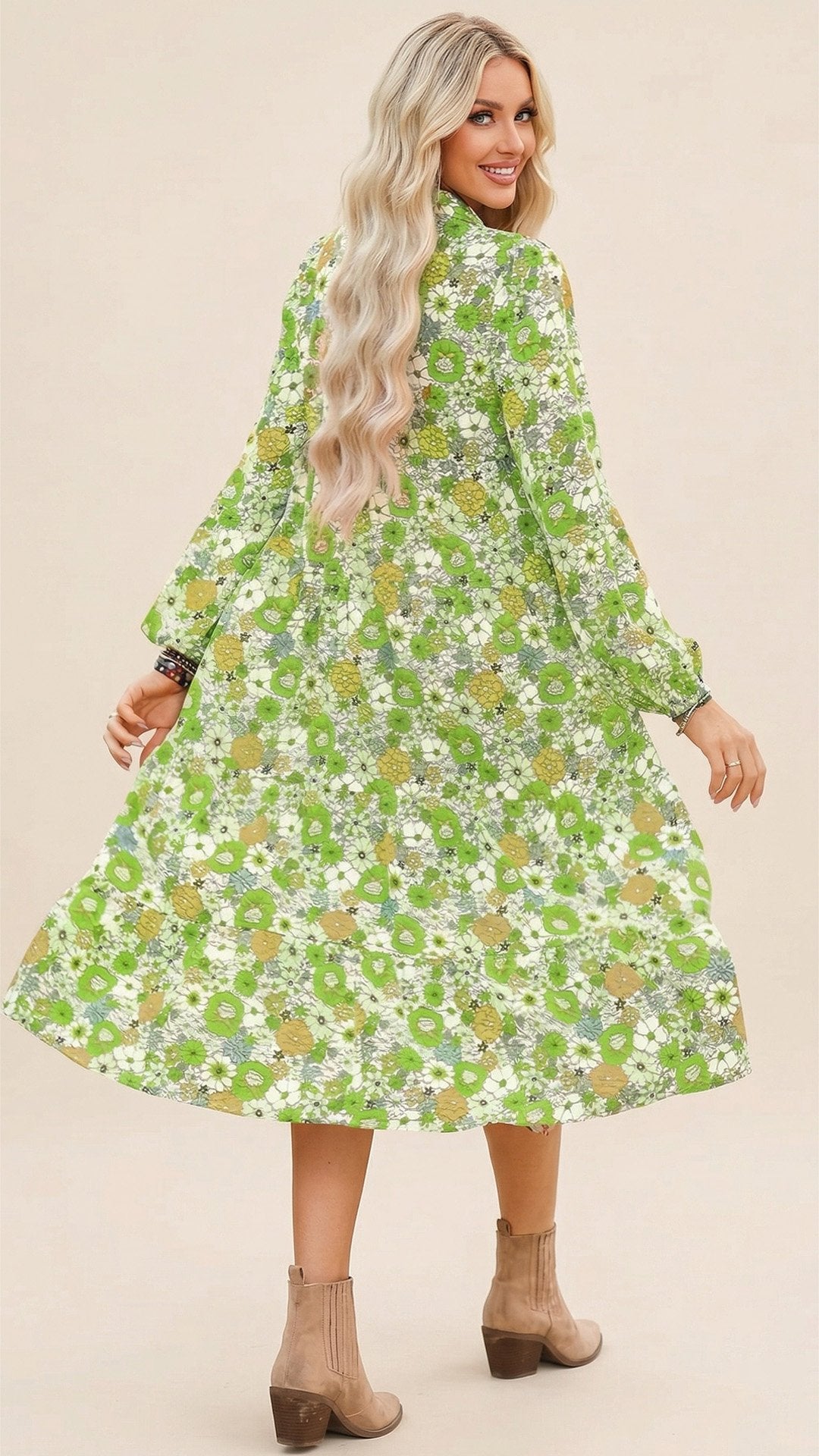 🌸 THE BOHO LANTERN DRESS: V-NECK, PUFF SLEEVES, A-LINE SWING — YOUR SUMMER SOULMATE 🌸