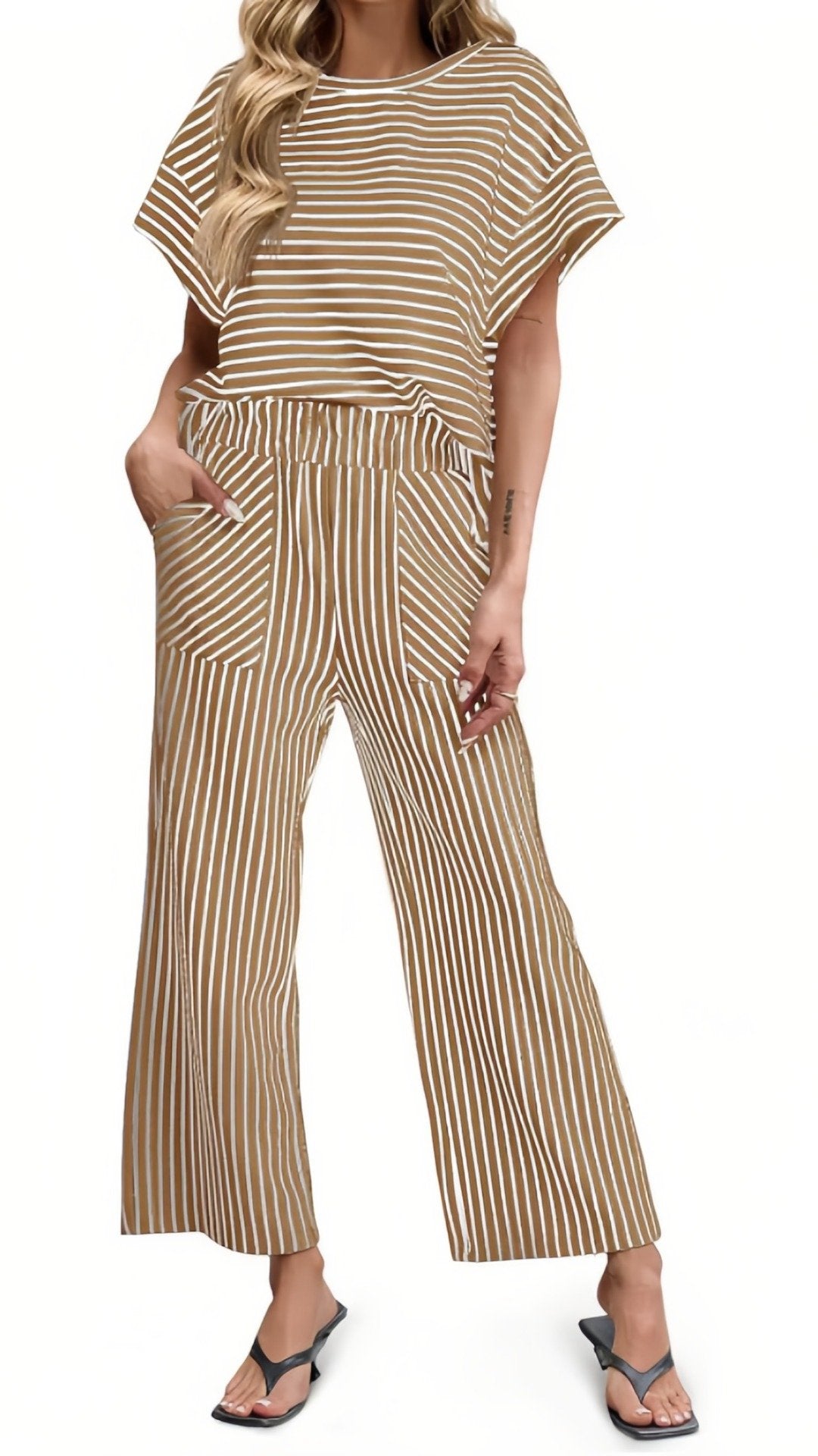 ⚫⚪ THE STRIPE SHIFT SET: BATWING SLEEVES, WIDE LEG PANTS, EFFORTLESS STYLE IN SECONDS ⚪⚫