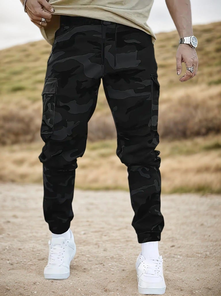 Men's Camo Cargo Pants - Multi-Pocket Tactical Military Trousers - Regular Fit Casual Work Pants - All Seasons Camouflage Bottoms
