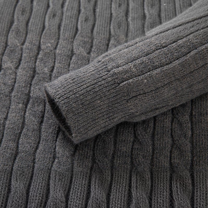 Men’s Half-Zip Knitted Sweater – Warm Cable Knit Pullover for Autumn & Winter 🍂❄️